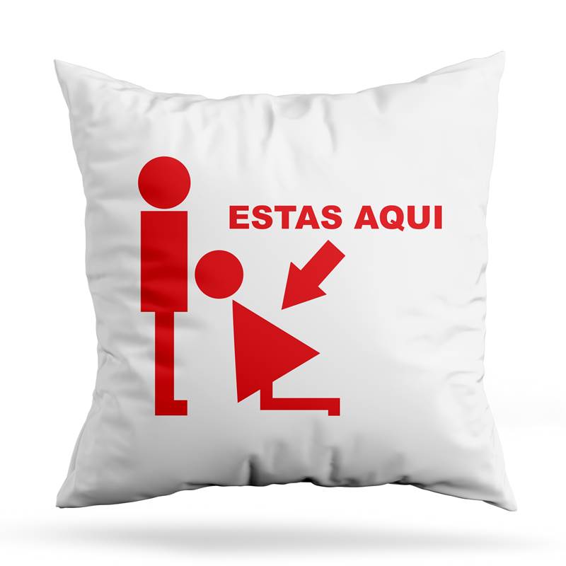Cojin Deco Estas Aquí (D0093 Boleto.Store)