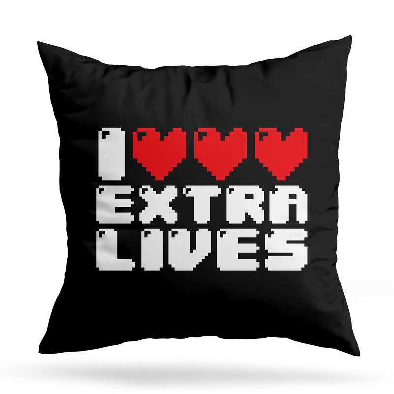 Cojin Deco I Heart Extra Lives (D0392 Boleto.Store)
