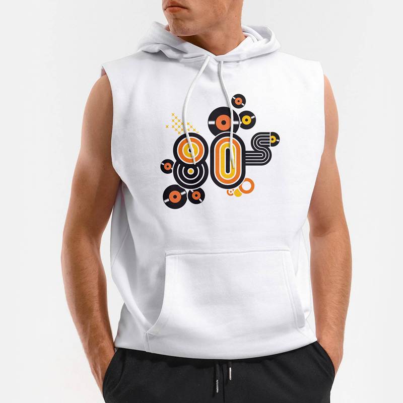 Polera Capucha sin Mangas Disco De Vinilo 80`S (D0002 Boleto.Store)