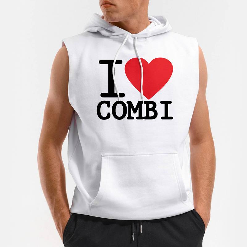 Polera Capucha sin Mangas I Love Combi (D0015 Boleto.Store)