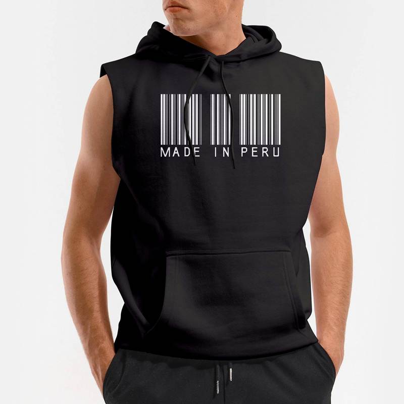 Polera Capucha sin Mangas Made In Peru Barcode (D0016 Boleto.Store)
