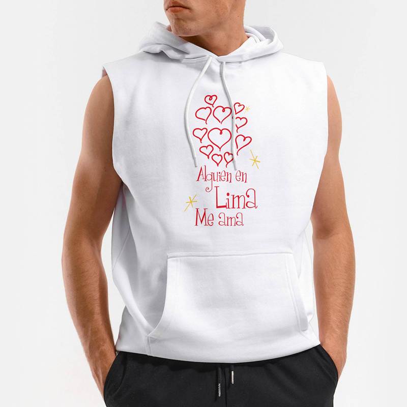 Polera Capucha sin Mangas Alguien En Lima Me Ama (D0024 Boleto.Store)