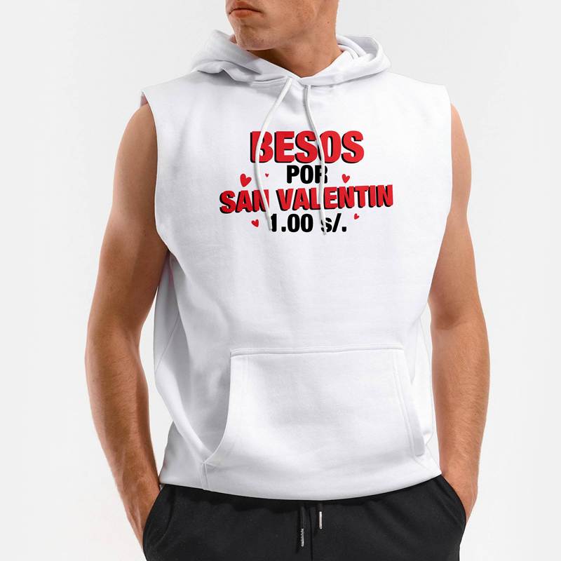Polera Capucha sin Mangas Besos Por San Valentin (D0025 Boleto.Store)