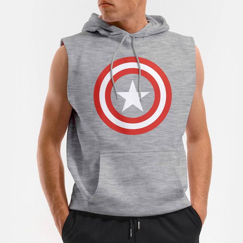 Polera Capucha sin Mangas Capitan America (D0035 Boleto.Store)