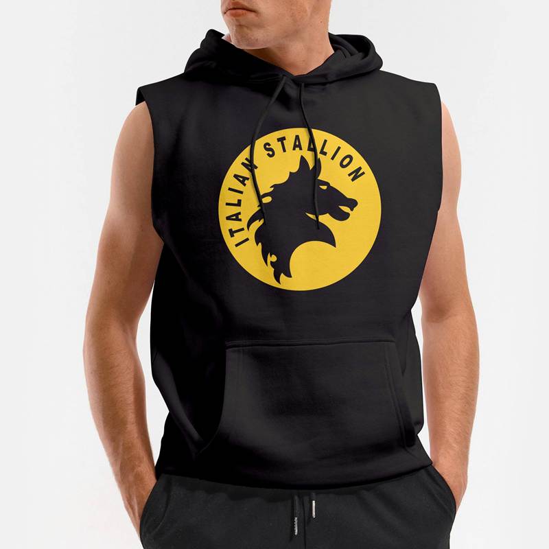 Polera Capucha sin Mangas Italian Stallion (D0038 Boleto.Store)