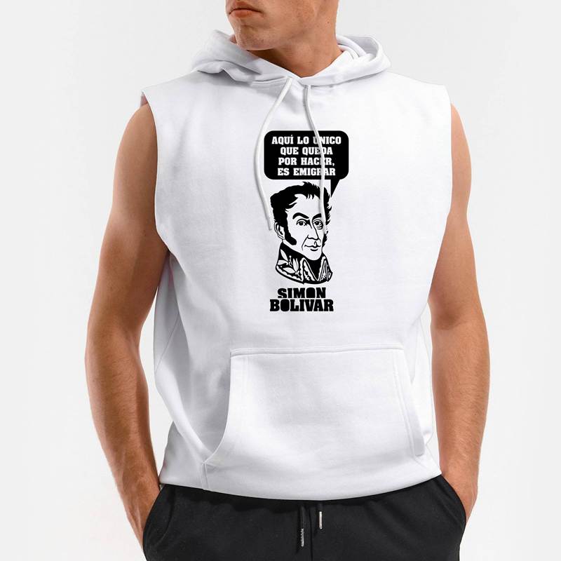Polera Capucha sin Mangas Simon Bolivar (D0095 Boleto.Store)